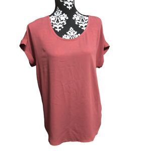 Women’s Casual Semi Sheer Blouse w/Cuffed Cap Sleeves, Back Pleats, Office M